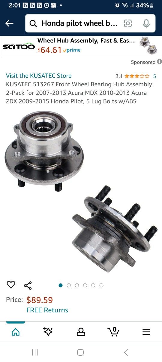 Honda Pilot Wheel Bearing Hubs 09-15