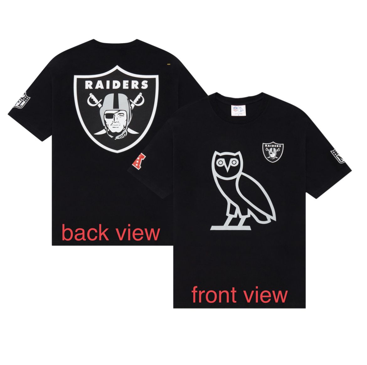 OVO x NFL Raiders Las Vegas OG Owl Black Tee Size Small Confirmed Order