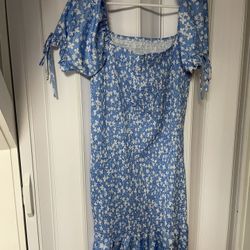 Blue Dress With Flowers 