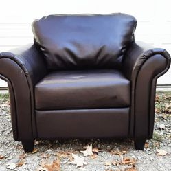 Dark Brown Faux Leather Arm Chair