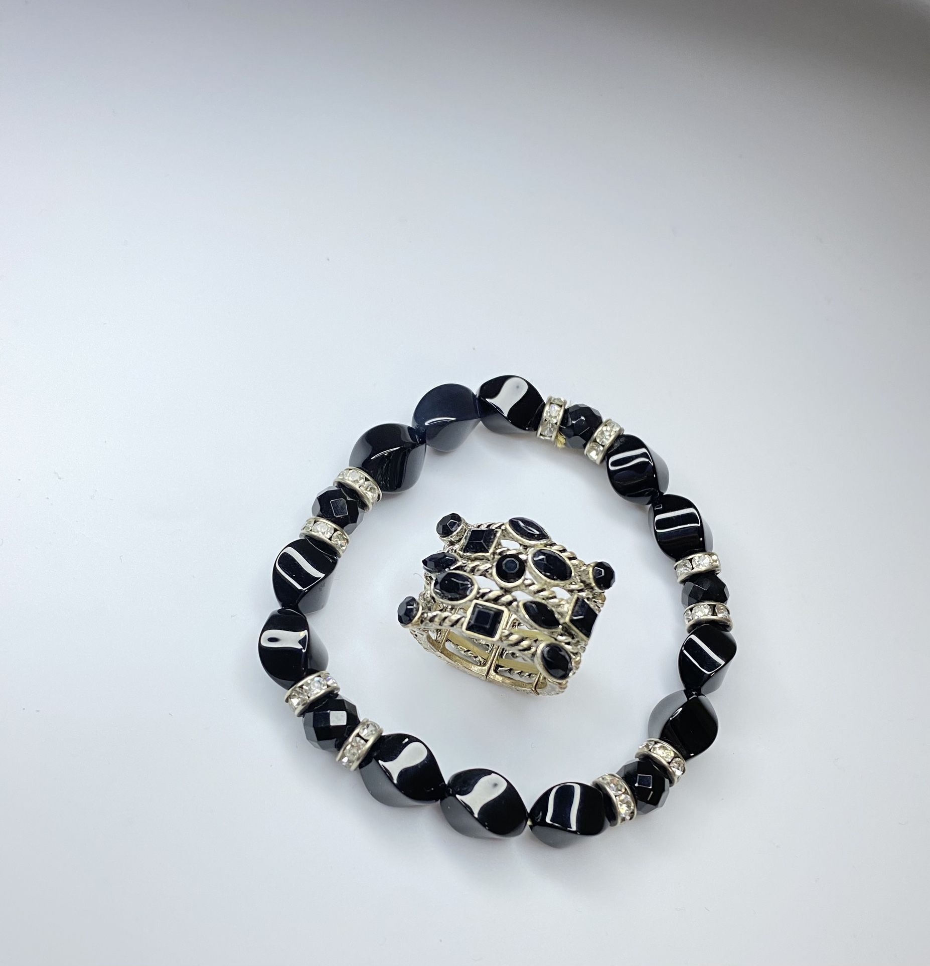 Block & Silver Bracelet + Ring Set