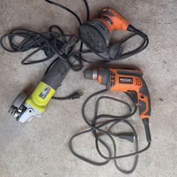 Ryobi Grinder Ridgid Drill Hammer And Ridgid Sander