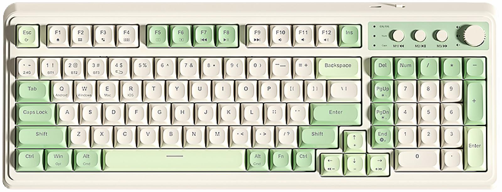 AULAw 99 Key Keyboard, Tri-Mode Bluetooth/2.4GHz/USB-C Cute Creamy Gaming Keyboard With Number Pad