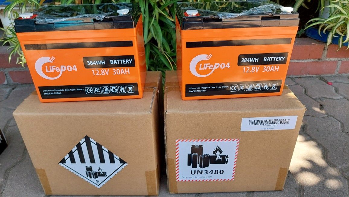 2 × 12V 30Ah LiFePO4 Battery,5000+ Deep Cycle Lithium Battery,Low-Temperature Protection,30A BMS,for Fish Finder, Trolling Motor, Kids Scooters, Power