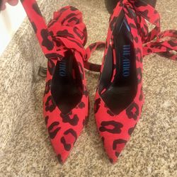 Attico Red Fabric High Heel 