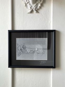 Framed art illustration print signed by the artist