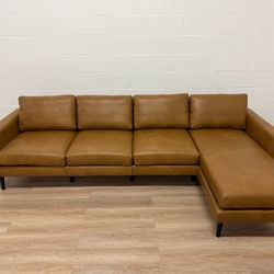 NEW Burrow Nomad Leather King Sectional W/Reversible Chaise-Delivery Available