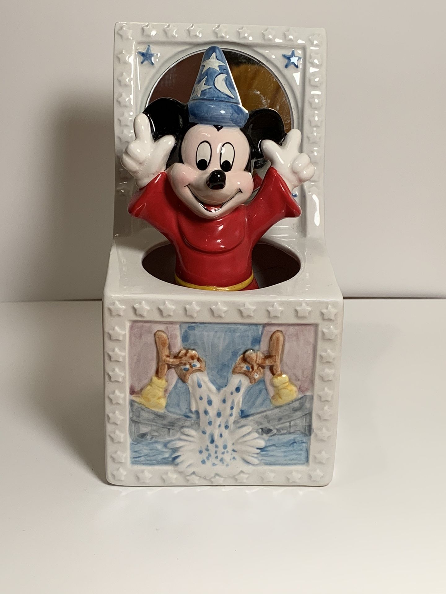 Vintage Disney Schmid Mickey Mouse Fantasia Sorcerer Apprentice Music Box- WORKS.