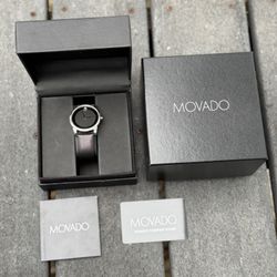 Movado Men’s Black Dial Leather Strap Classic Mens Watch