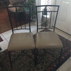 Like New Pair Of Chairs Black With Beige