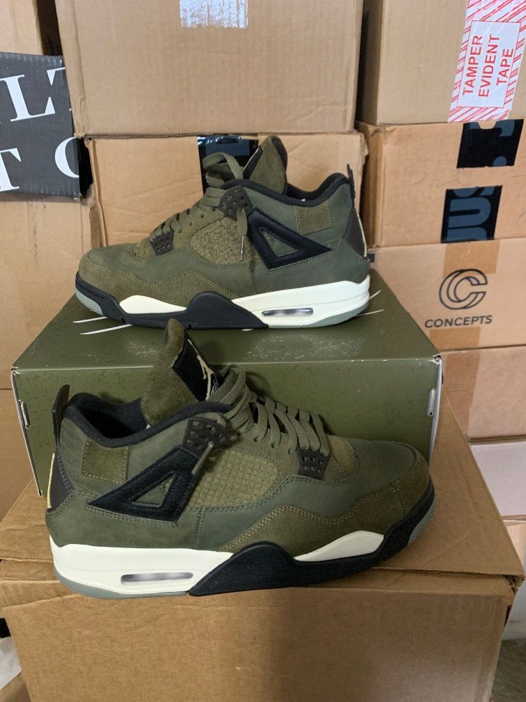 Men's Nike Air Jordan Retro 4s Olive Craft Shoes Size 10.5
