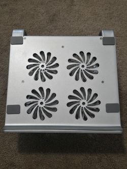 Universal Laptop Cooling Stand with 4 Quiet Fans & RGB Lighting, Aluminum Alloy - Silver