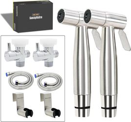2 Pack Handheld Toilet Bidet Sprayer, Stainless Steel Adjustable Pressure