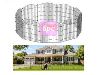 9036: 8-Panel No Dig Garden Fence, 31in(H) x16.6ft(L) Black Metal Animal Barrier, Dog Fence Outdoor for Yard, Temporary Decorative Fencing Border for 