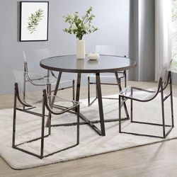 **SALE** Modern Round Dining Table with Mirror Glass Tabletop and Black Nickel Finish!
