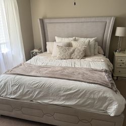 Grey King/CalKing Bed Frame & Headboard