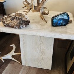 Mid-Century Modern > Travertine Square Coffee Table $800