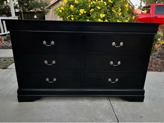 Black 6 Drawer Dresser Chest of Drawers Furniture Great Condition