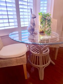 Wicker Chairs and Glass Top Table