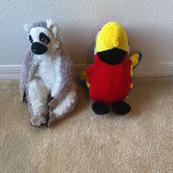 Lemur And Parrot Plushies 