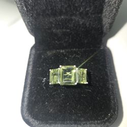 Real Moldavite Sterling Silver Ring Size 7