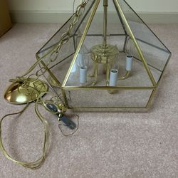 Brass And Glass Vintage Hanging Lamp Vintage
