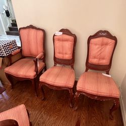 Antique Cushioned Dining Chairs SET OF 6