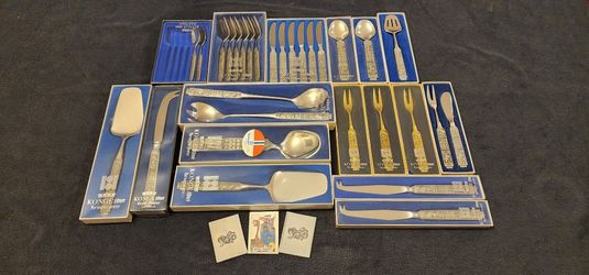 Konge Tinn Norwegian Pewter Server Silverware Set Viking