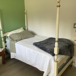 Twin Canopy Bed With Mattress & Boxspring