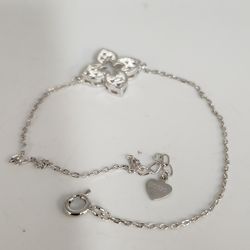 925 Sterling Silver Flower Bracelet 7.5"