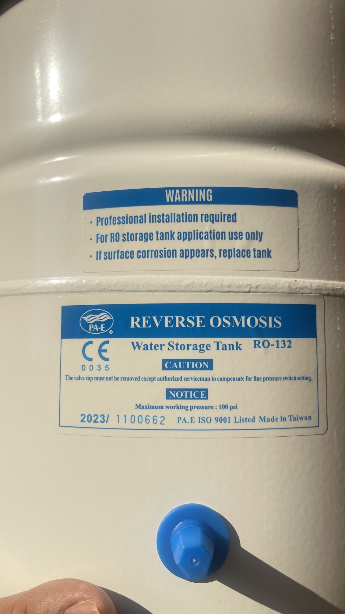 Residential Reverse Osmosis Drinking Water Storage Tank