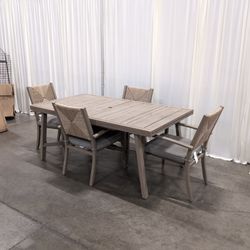 Gray Five-Piece Extending Patio Dining Set with Cushions