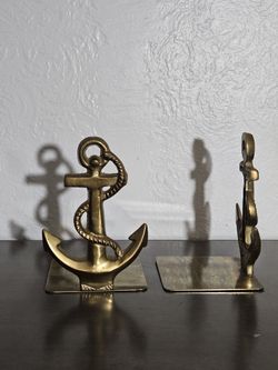 MCM Pair Of Solid Brass Nautical Ship Anchor Bookends