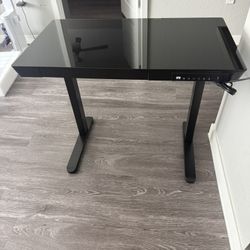 Glass Adjustable Electric Desk with Wheels