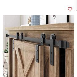 FREDBECK 5 FT Mini Cabinet Bypass Barn Door Hardware Kit Single Track 60inch Small Sliding Barn Doors Track Kit for Double Doors Storage Closet Window