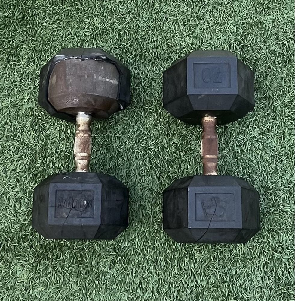 70 LB Rubber Hex Dumbbells