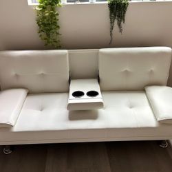 Modern Sofa Bed Faux Leather Convertible Folding Sofa