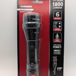 Husky 1800 Lumens Dual Power LED Rechargeable Tactical Focusing Flashlight