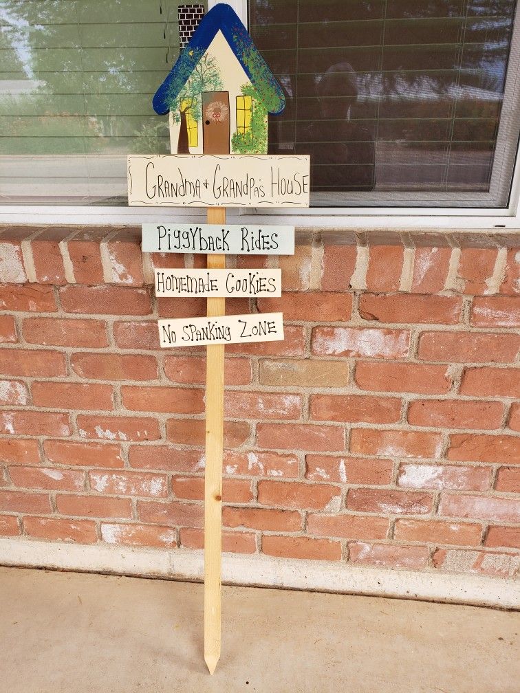 Wooden Grandma And Grandpa House Sign 55 inches Long By 14 Inches Wide