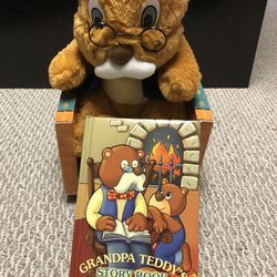 Grandpa Teddy Story Book 12" Talking Plush Bear StoryTime Read Along 1999