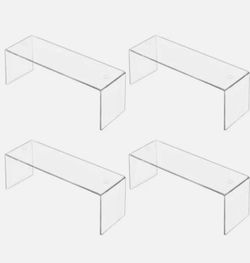4 Pack Acrylic Kitchen Counter Shelves- Cabinet Organizer