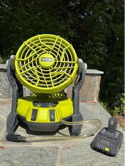 Ryobi 18V Bucket Top Misting Fan w/Battery - LIKE NEW