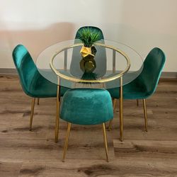 Elegant Gold Finish Dining Room Set