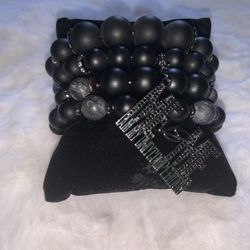 Black 4 stack 1 charm Bracelet 