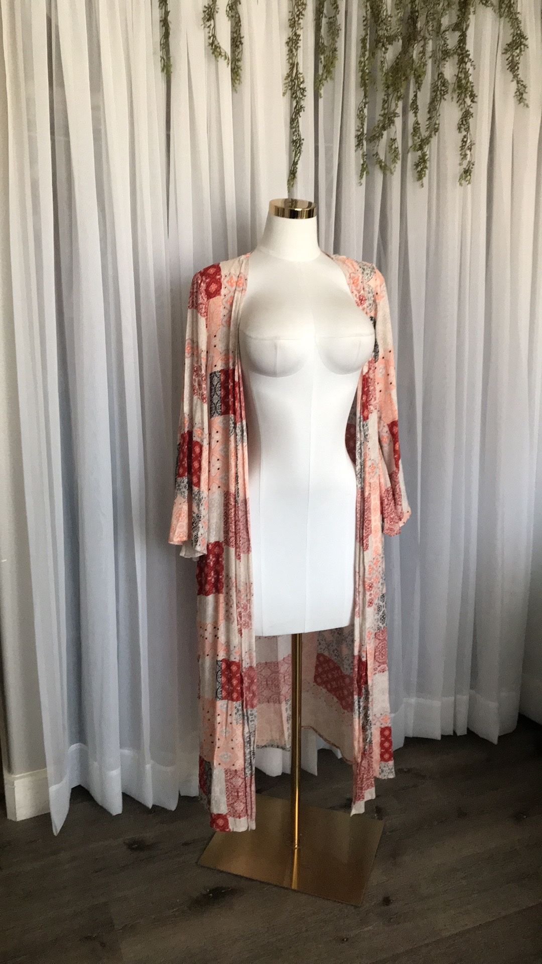 Boho Patchwork Long Kimono Or Duster With Side Slits Size S