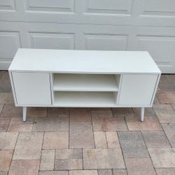 White Mid Century TV Media Stand 