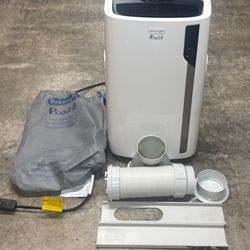 AC and the brand Is Delonghi And the color is white 