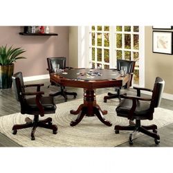 5 PIECE GAME DINING TABLE SET INTER CHANGABLE CARD POOL ENTERTAINING CHAIRS CASTERS
