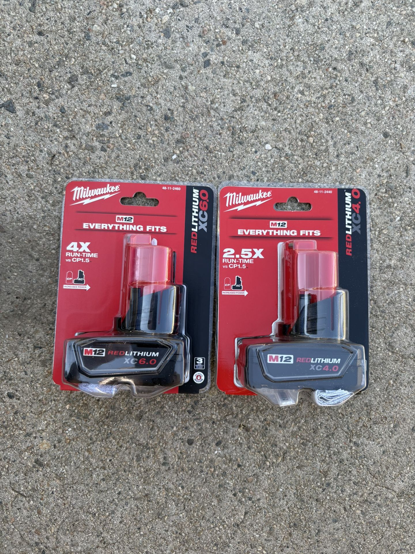 Milwaukee M-12  Red Lithium XC 6.0  4.0. Batteries 2PCS