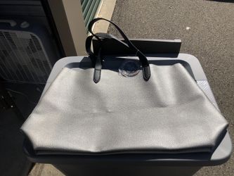 Fresh and Floral Tote Bag, new with tag, grey with black handle